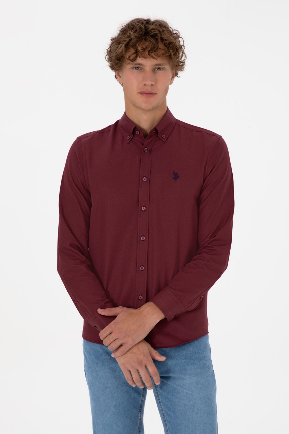 U.S. Polo Assn. Erkek Açık Mavi Uzun Kollu Basic Gömlek 50316723-VR003