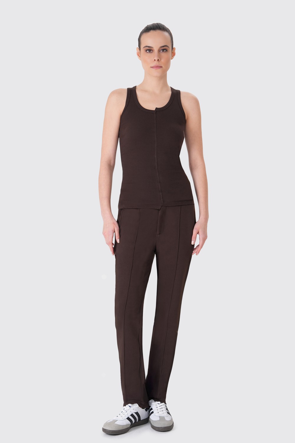 Uniqvibe Organik Pamuklu Taş Renk Kadın Sweatpant görsel 7