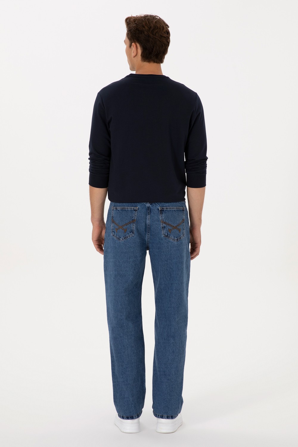 U.S. Polo Assn. Erkek Mavi Loose Fit Jean Pantolon 50316575-DN0022 görsel 4