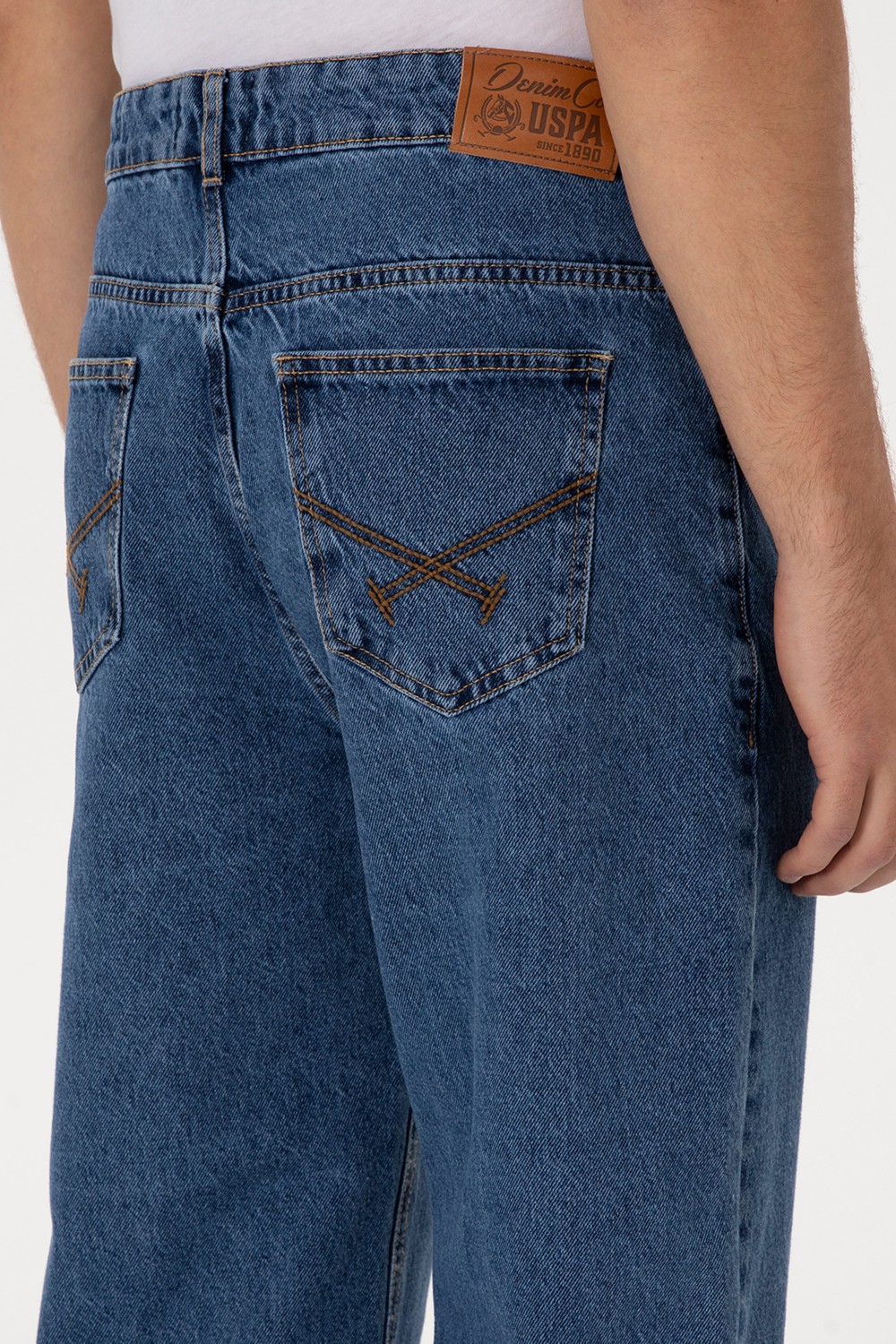 U.S. Polo Assn. Erkek Mavi Loose Fit Jean Pantolon 50316575-DN0022 görsel 6