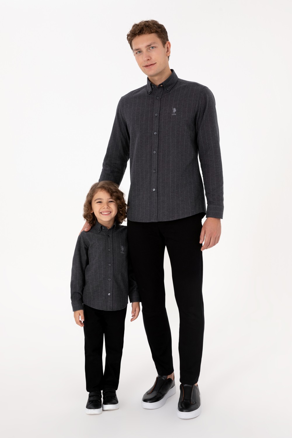U.S. Polo Assn. Erkek Koyu Yeşil Uzun Kollu Çizgili Gömlek 50316559-VR079