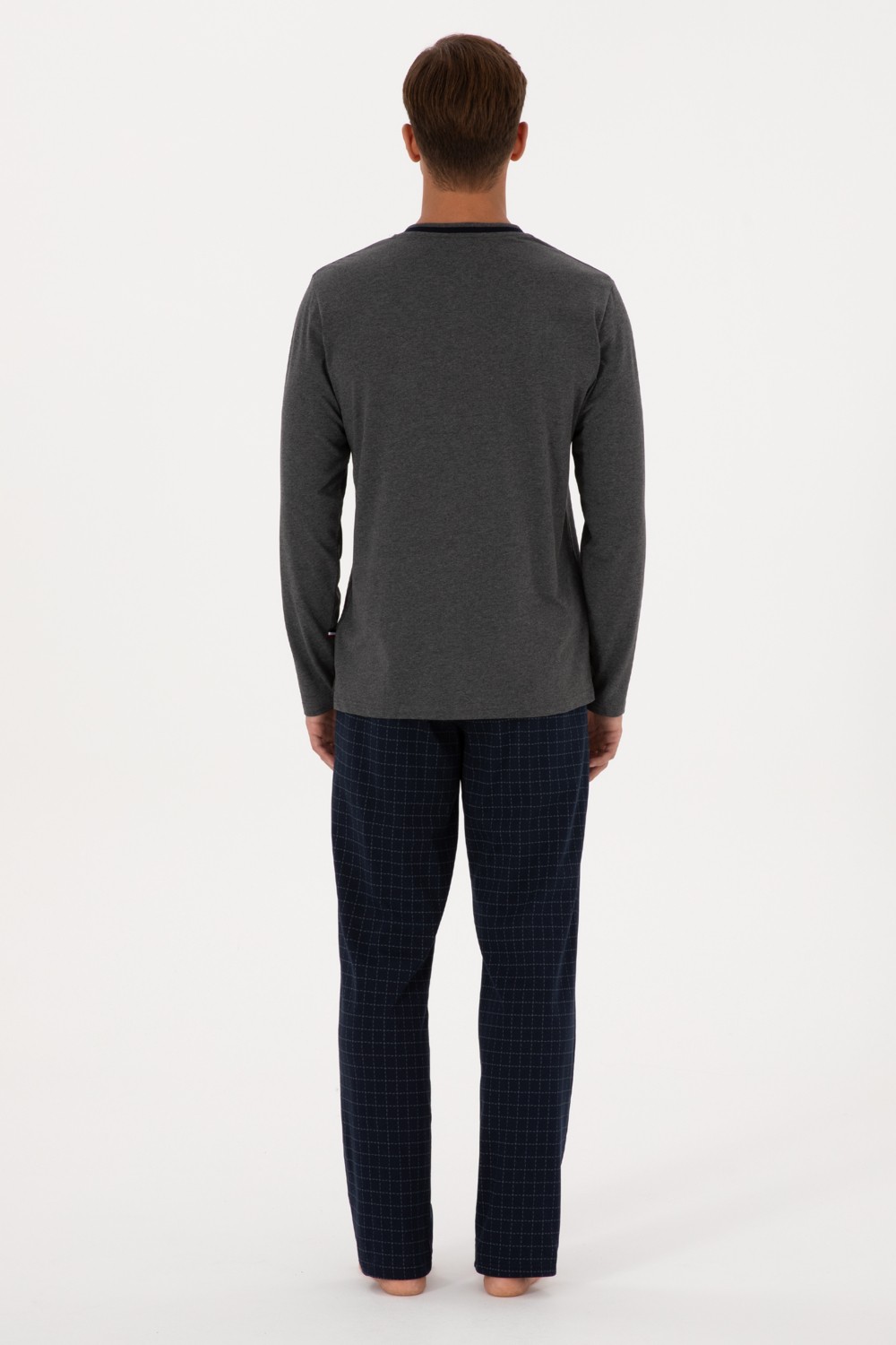 U.S. Polo Assn. Erkek Antrasit Melanj Pijama Takımı 50318616-VR081 görsel 5