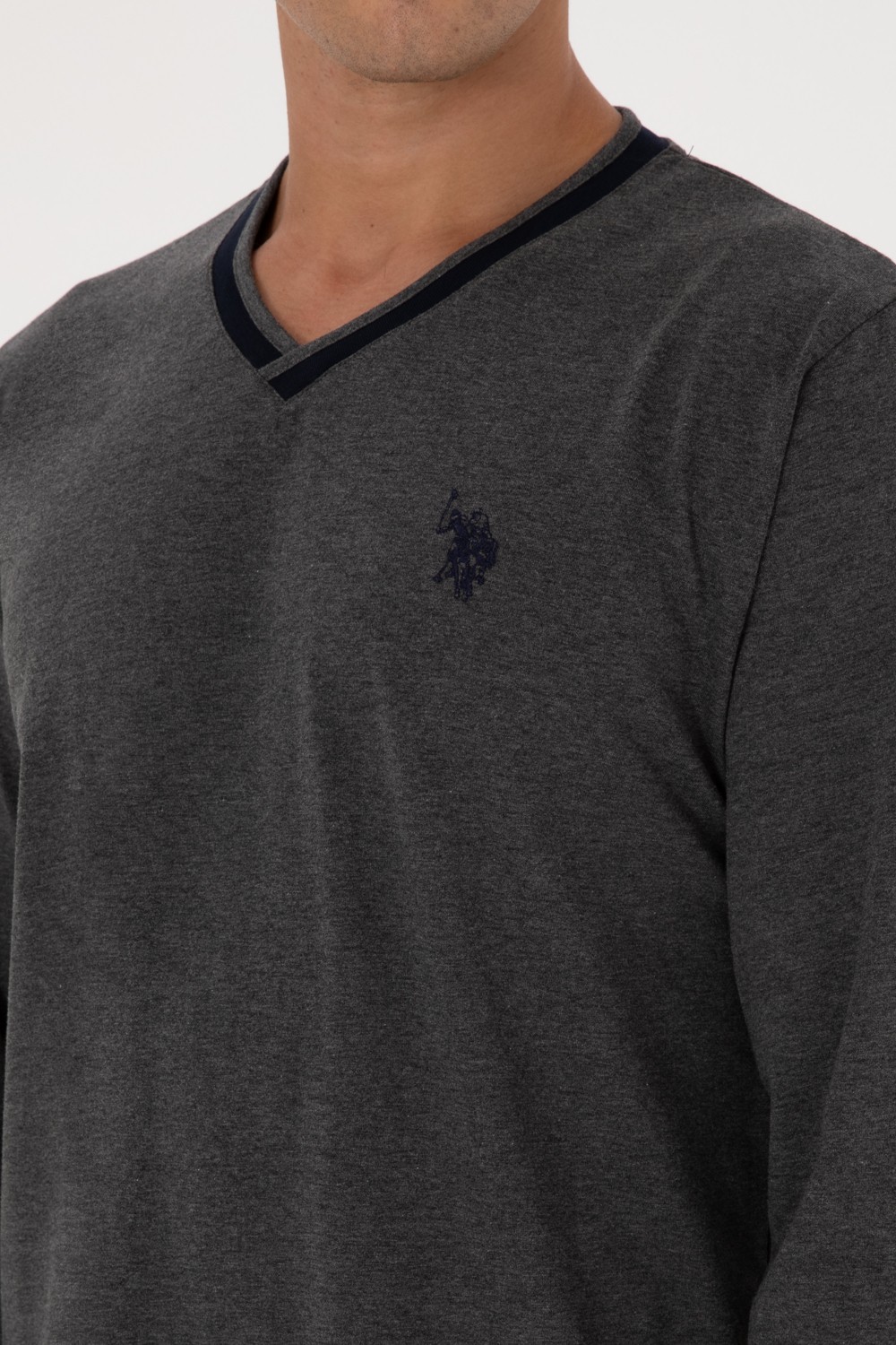 U.S. Polo Assn. Erkek Antrasit Melanj Pijama Takımı 50318616-VR081 görsel 7