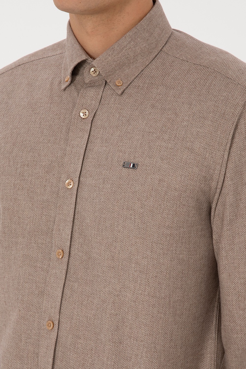 U.S. Polo Assn. Erkek Haki Gömlek Desenli 50315613-VR027 görsel 7