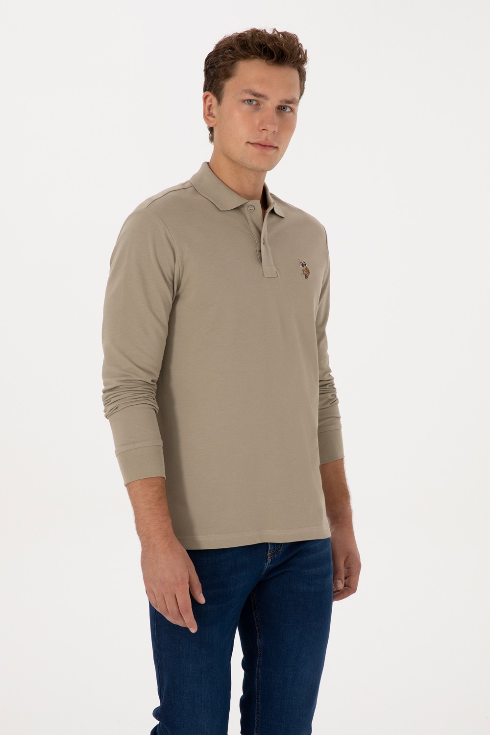 U.S. Polo Assn. Erkek Regular Fit Polo Yaka Siyah Basic Sweatshirt 50313772-VR046