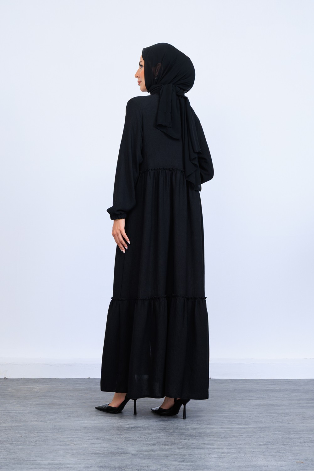 Oktayusta Collection Çift Kat Büzgülü Mevlana Ferace Lacivert görsel 4