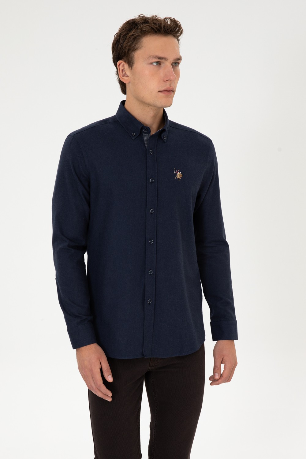 U.S. Polo Assn. Erkek Lacivert Gömlek Desenli 50308459-VR033 görsel 3