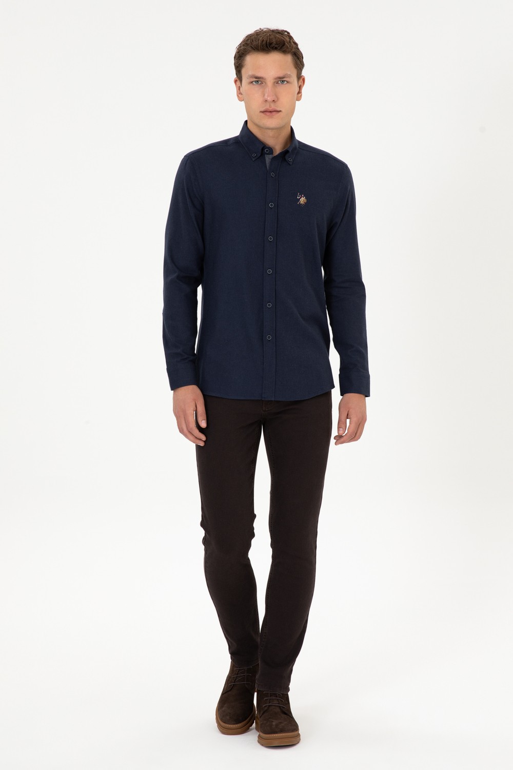 U.S. Polo Assn. Erkek Lacivert Gömlek Desenli 50308459-VR033 görsel 4