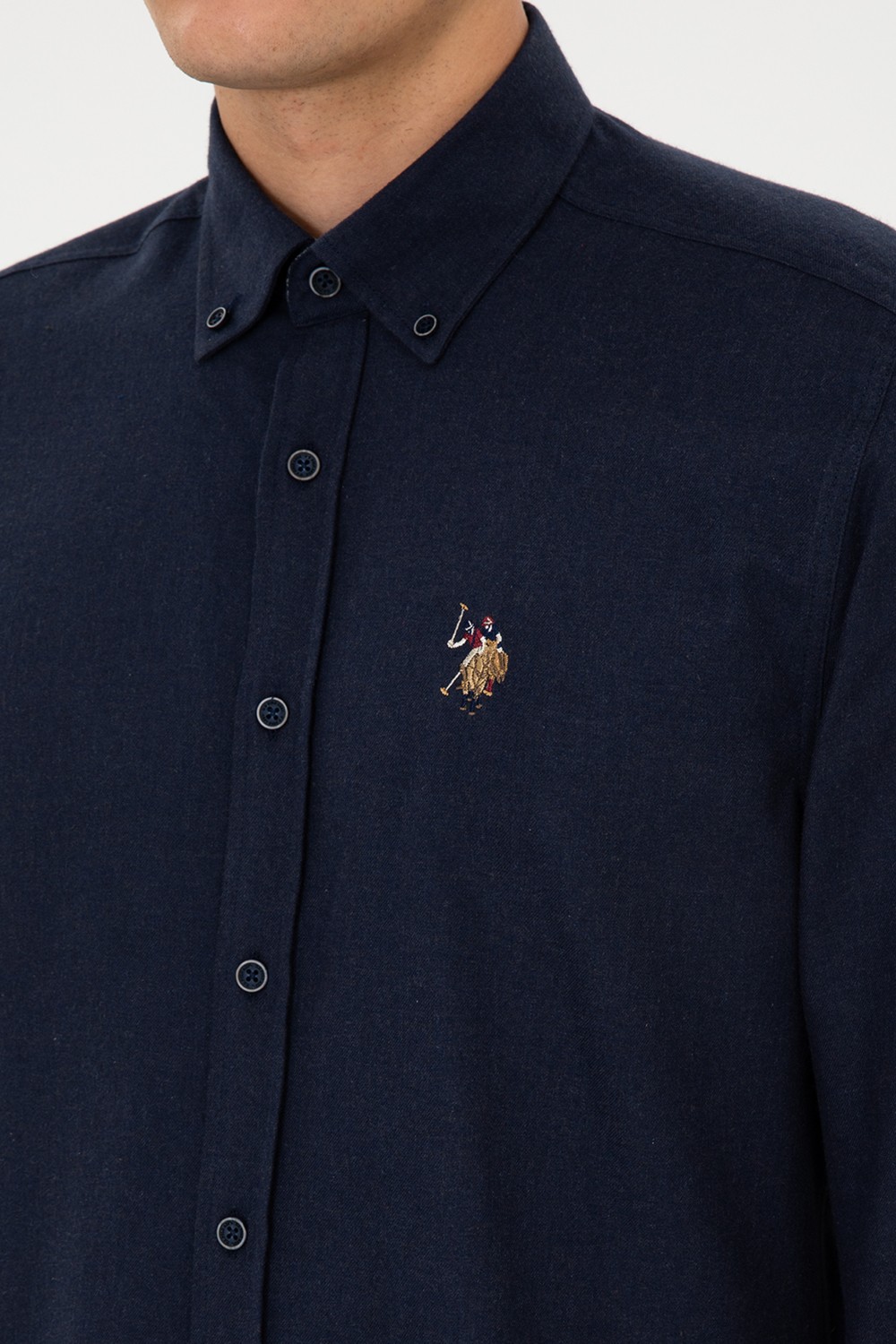 U.S. Polo Assn. Erkek Lacivert Gömlek Desenli 50308459-VR033 görsel 7