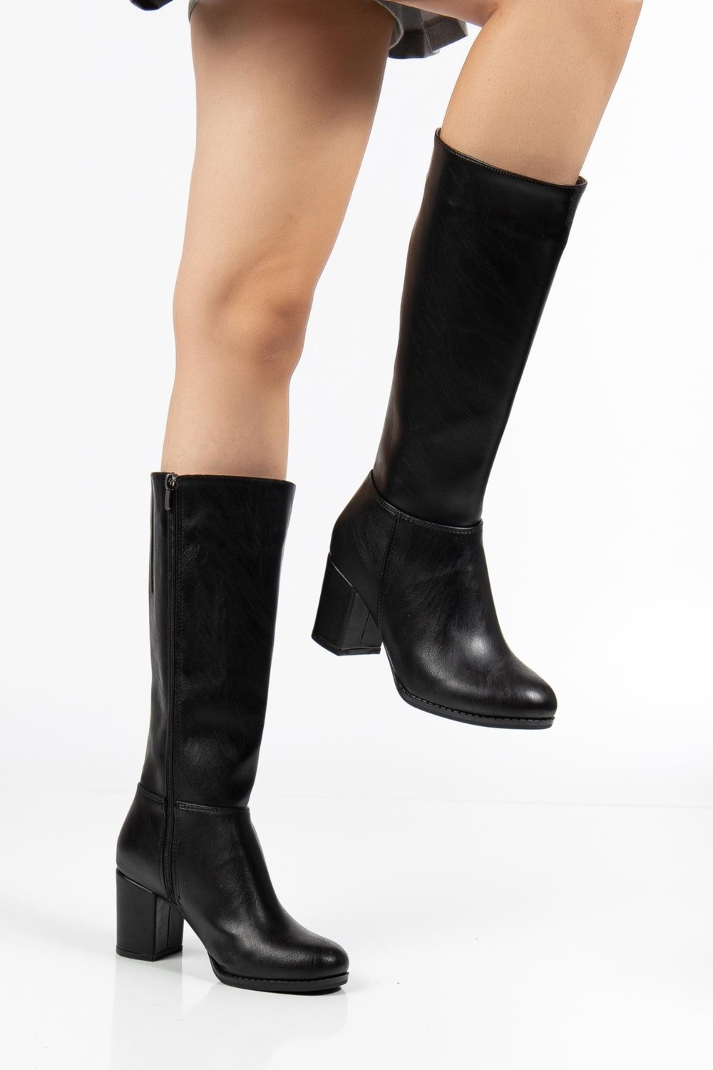 Suins Shoes Suins Lumin Kadın Siyah Kahve Çizme 7 cm Topuk Boyu Çizme görsel 6