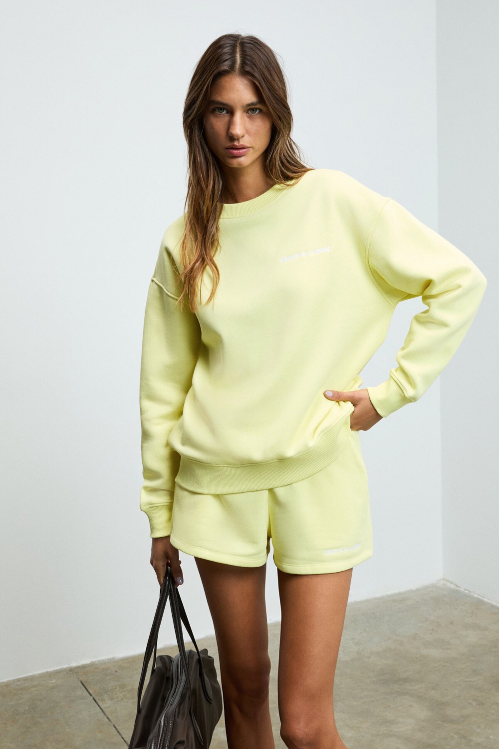 Grimelange Jennıfer Kadın Organik Pamuklu Nakışlı Yuvarlak Yakalı Oversize Kırmızı Sweatshirt