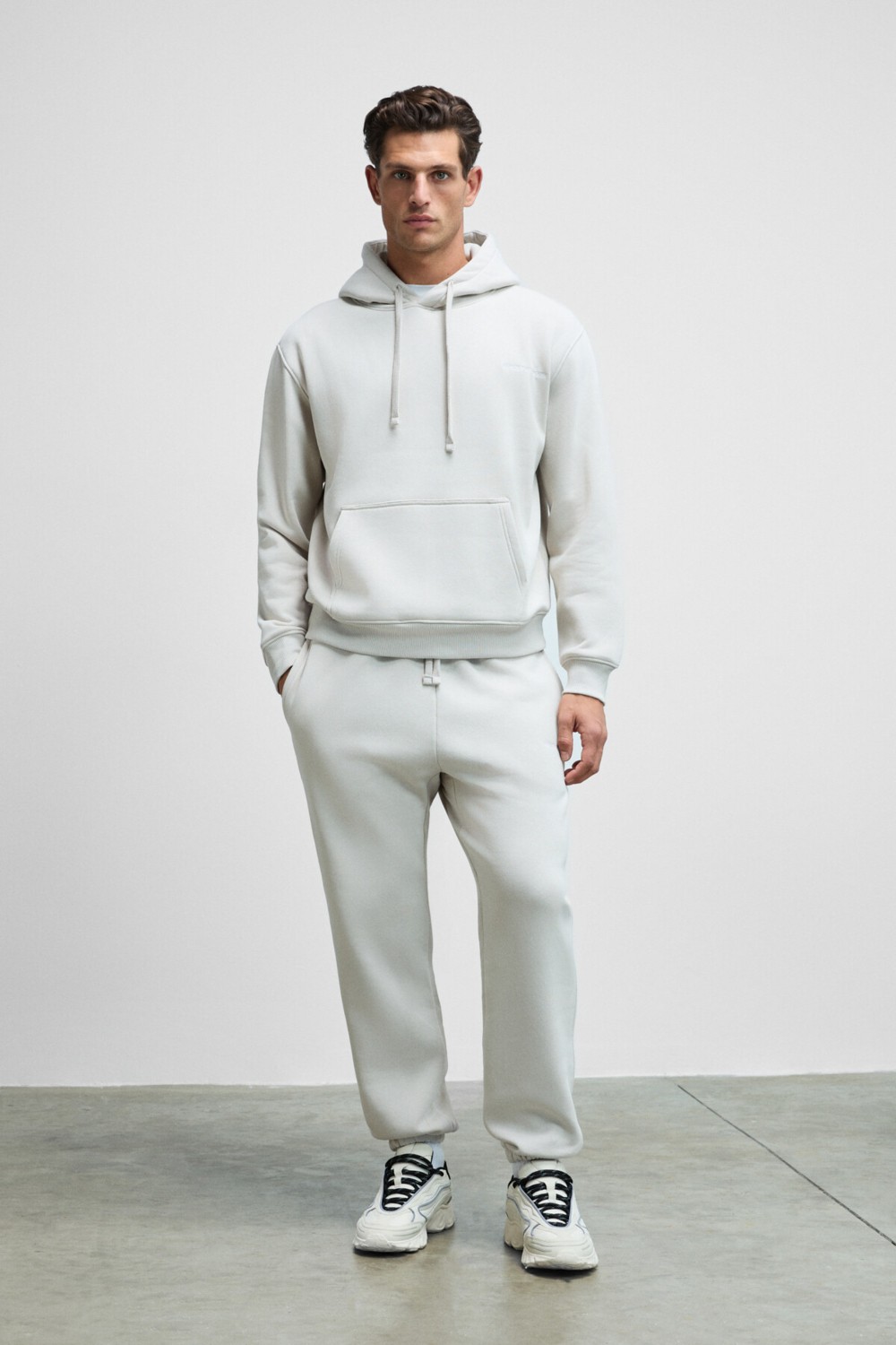 Grimelange MARSHALLHOODIE Erkek Pamuklu İçi Polarlı Nakışlı Relaxed Koyu Lacivert Eşofman Takımı
