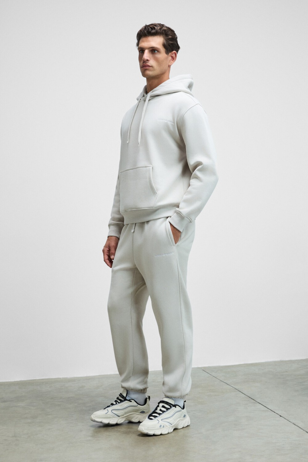 Grimelange MARSHALLHOODIE Erkek Pamuklu İçi Polarlı Nakışlı Relaxed Koyu Lacivert Eşofman Takımı görsel 2