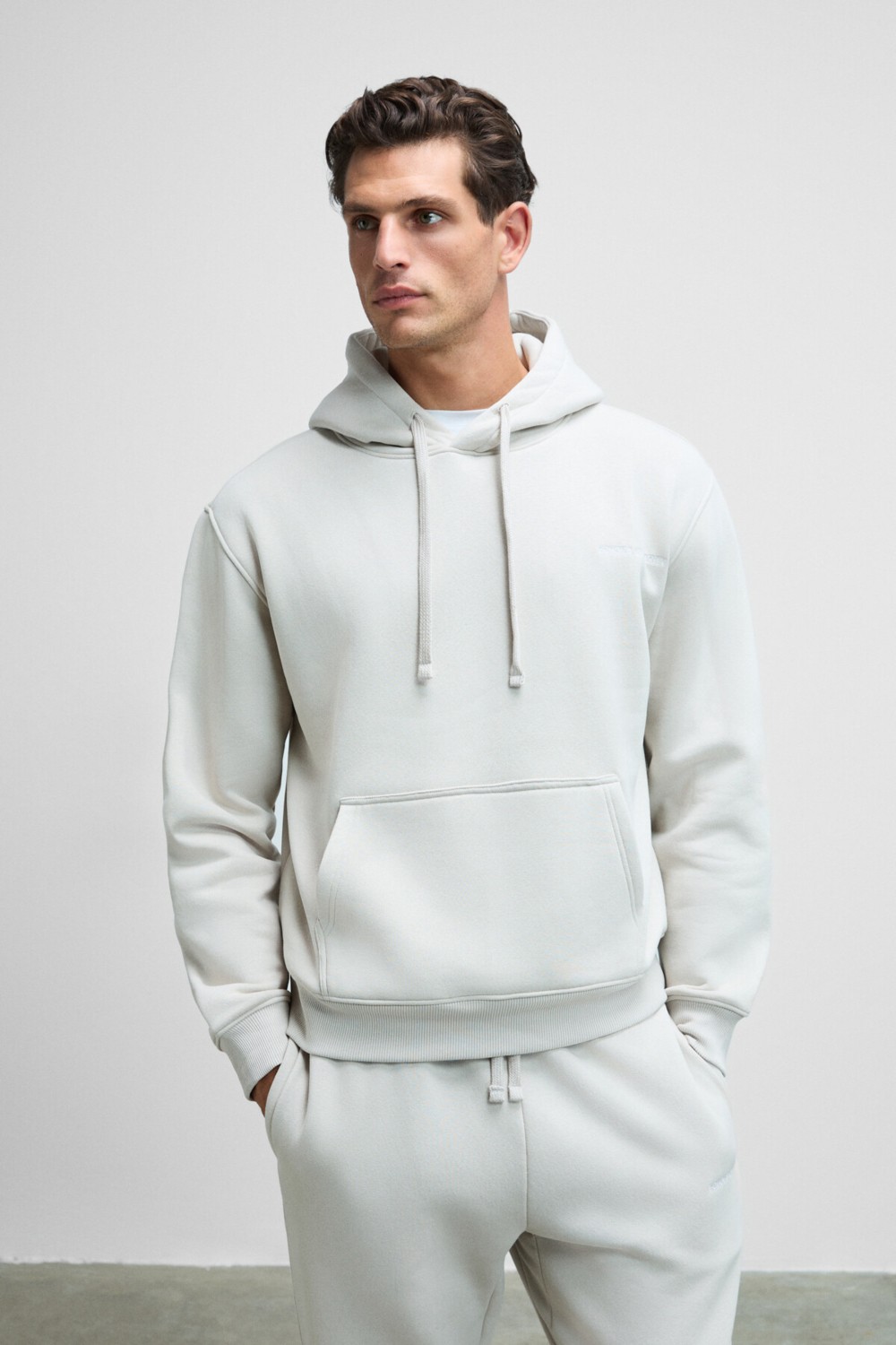 Grimelange MARSHALLHOODIE Erkek Pamuklu İçi Polarlı Nakışlı Relaxed Koyu Lacivert Eşofman Takımı görsel 3