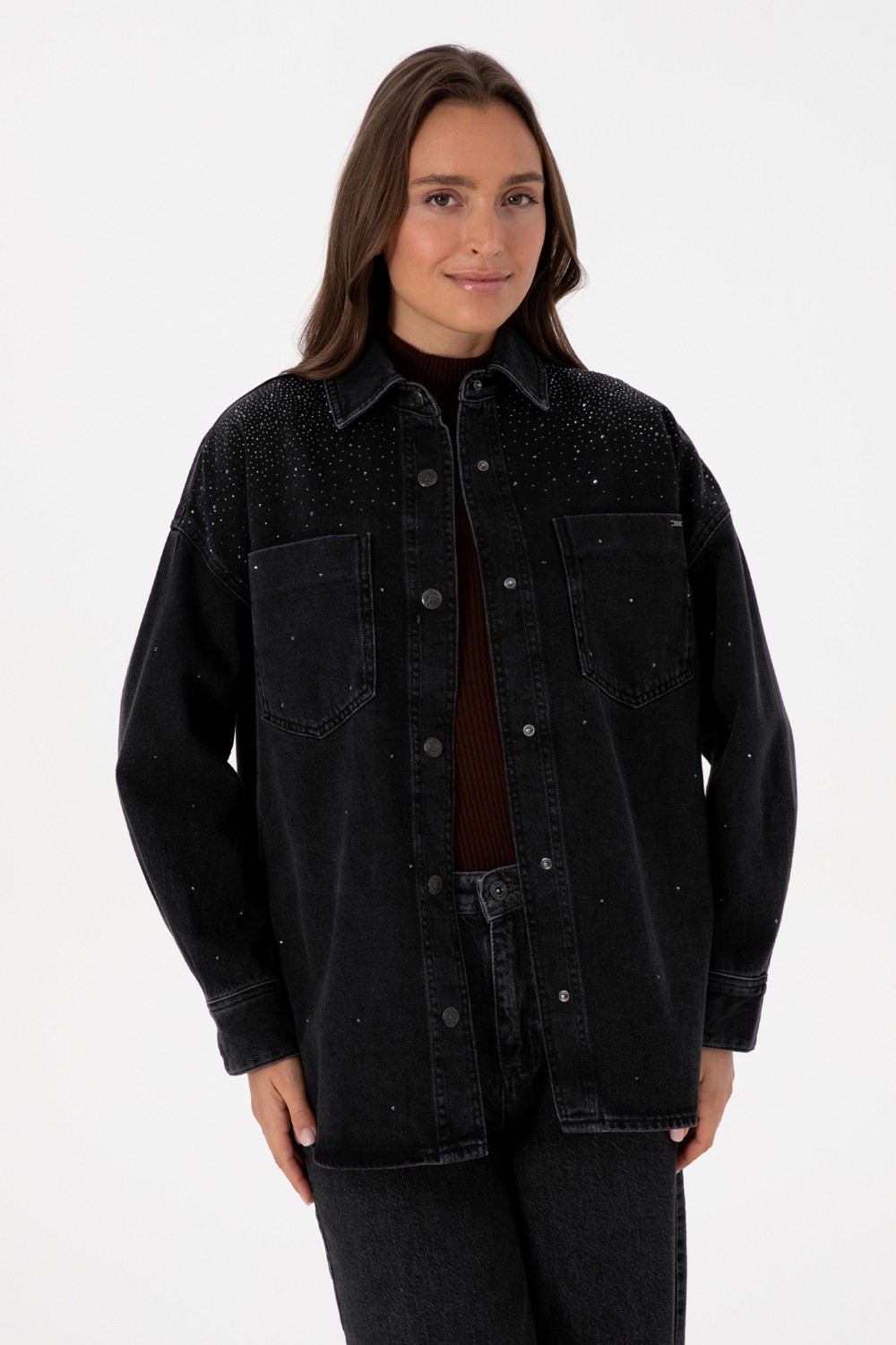 U.S. Polo Assn. Kadın Siyah Gömlek Jean 50309856-DN0027 görsel 3