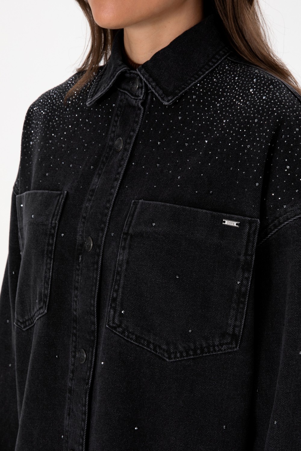 U.S. Polo Assn. Kadın Siyah Gömlek Jean 50309856-DN0027 görsel 7
