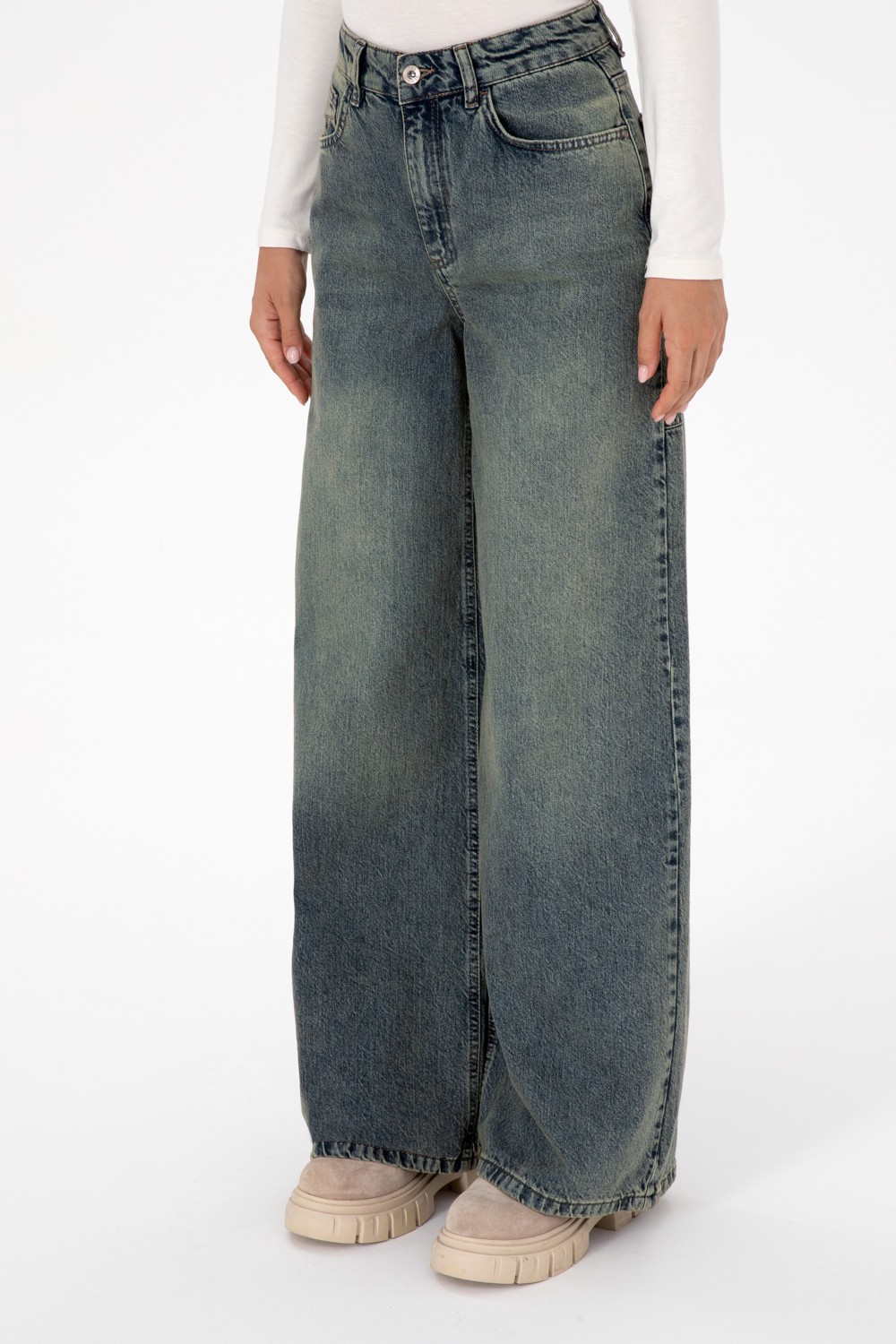 U.S. Polo Assn. Kadın Yeşil Flare Fit Jean Pantolon 50308394-DN0030 görsel 2