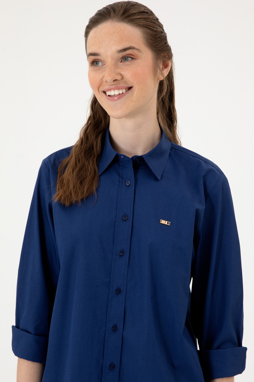 U.S. Polo Assn. Kadın İndigo Uzun Kollu Gömlek 50316699-VR028 görsel 2