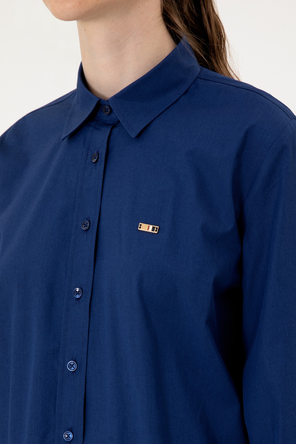U.S. Polo Assn. Kadın İndigo Uzun Kollu Gömlek 50316699-VR028 görsel 7