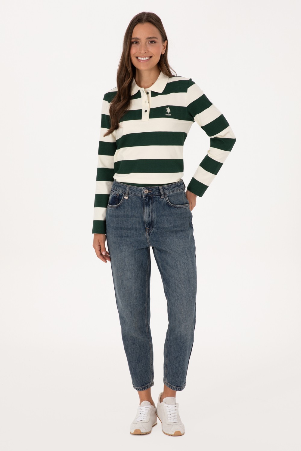 U.S. Polo Assn. Kadın Yeşil Mom High Waist Fit Jean Pantolon 50308815-DN0030