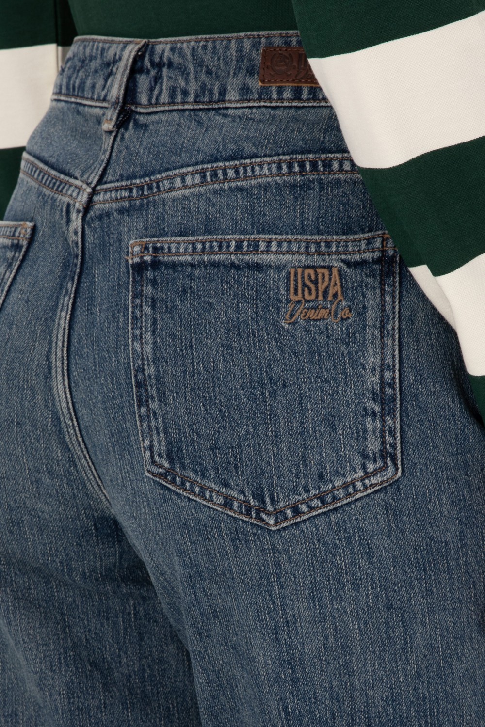 U.S. Polo Assn. Kadın Yeşil Mom High Waist Fit Jean Pantolon 50308815-DN0030 görsel 6