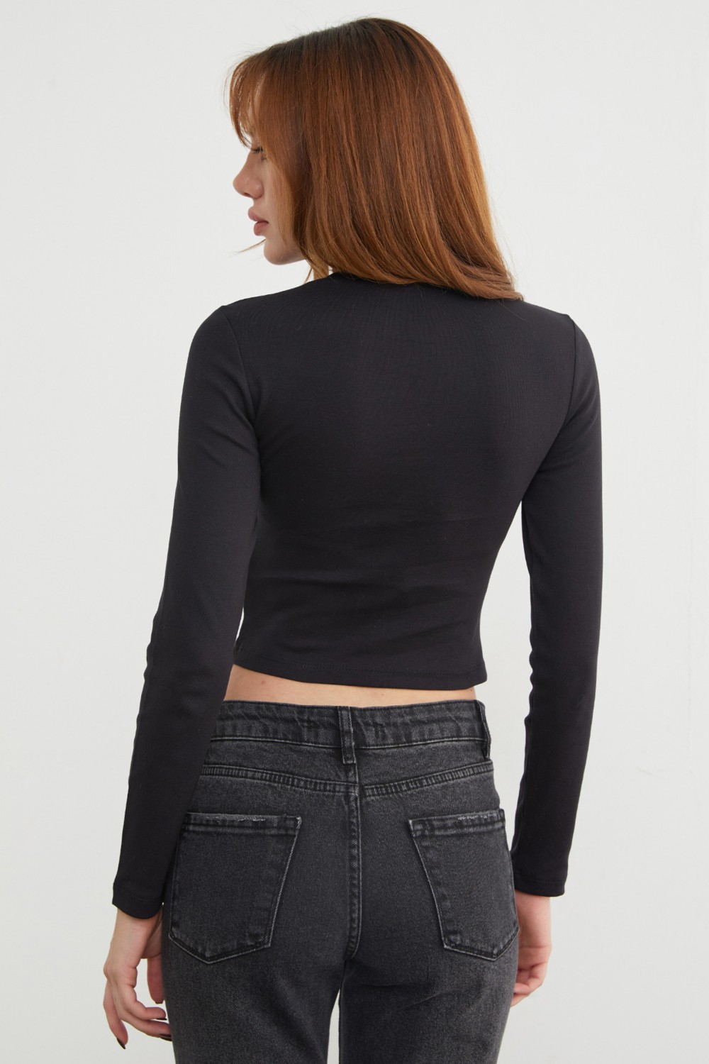 FullaModa Fiyonk Nakışlı Likralı Crop Body görsel 6