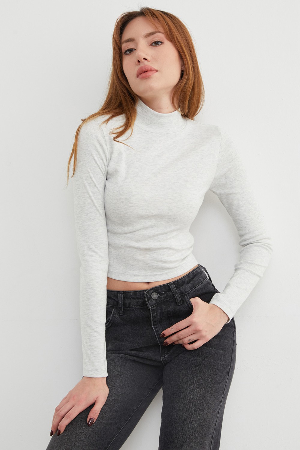 FullaModa Basic Yarım Balıkçı Yaka Crop Body görsel 3