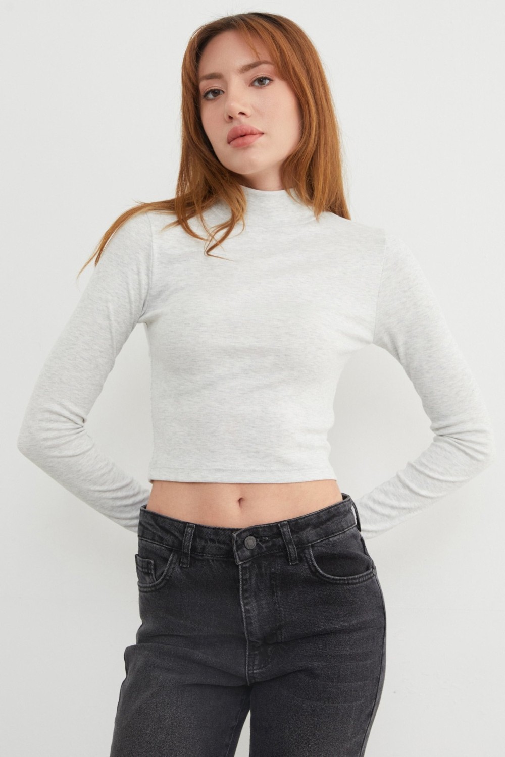 FullaModa Basic Yarım Balıkçı Yaka Crop Body görsel 4