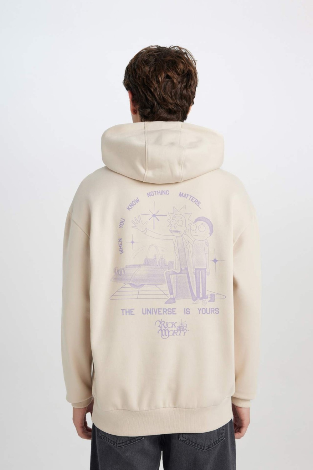 DeFacto Rick and Morty Boxy Fit Kapüşonlu Baskılı Sweatshirt D6770AX25SP görsel 6