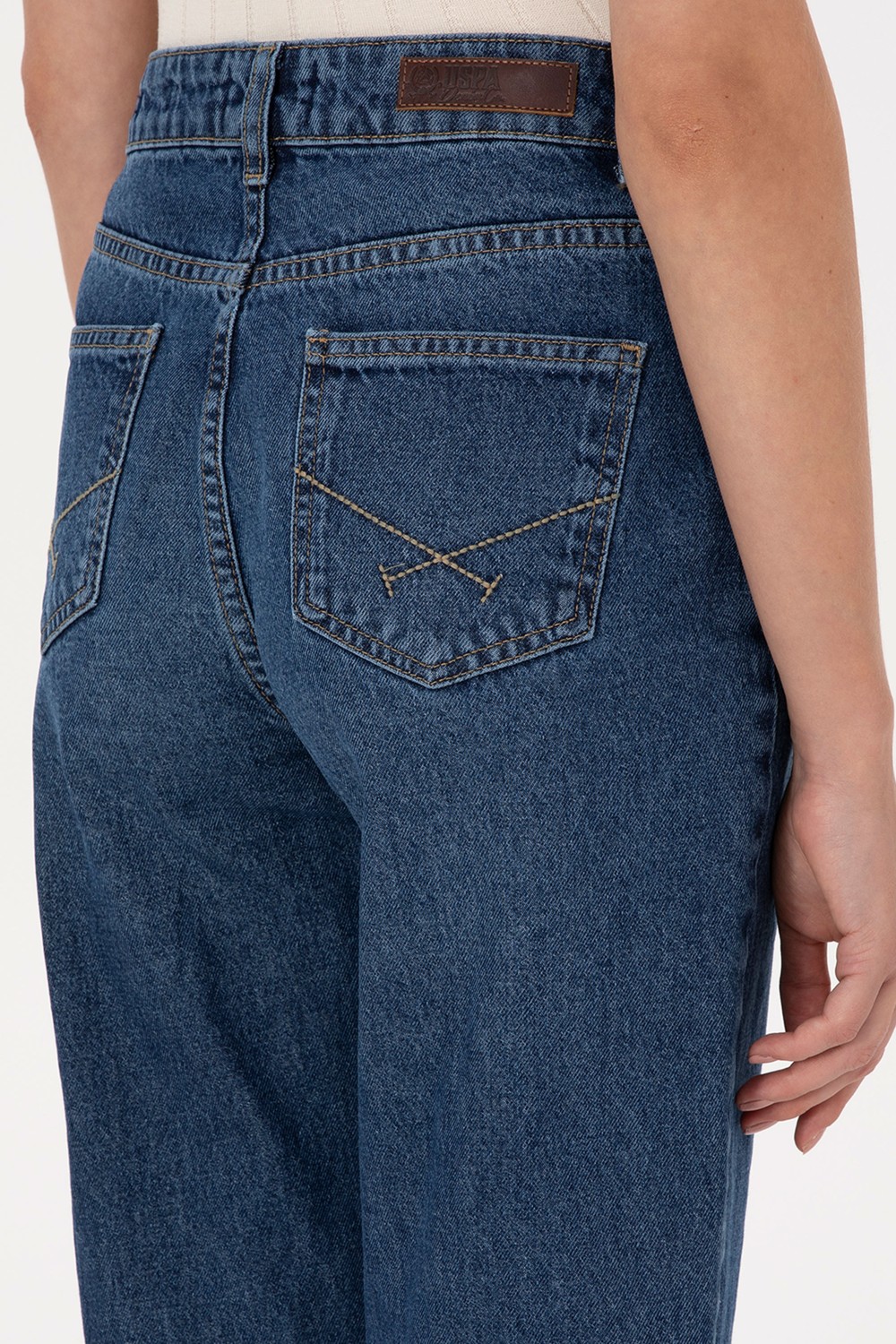 U.S. Polo Assn. Kadın Mavi Jean Straight Fit Pantolon 50316592-DN0022 görsel 6