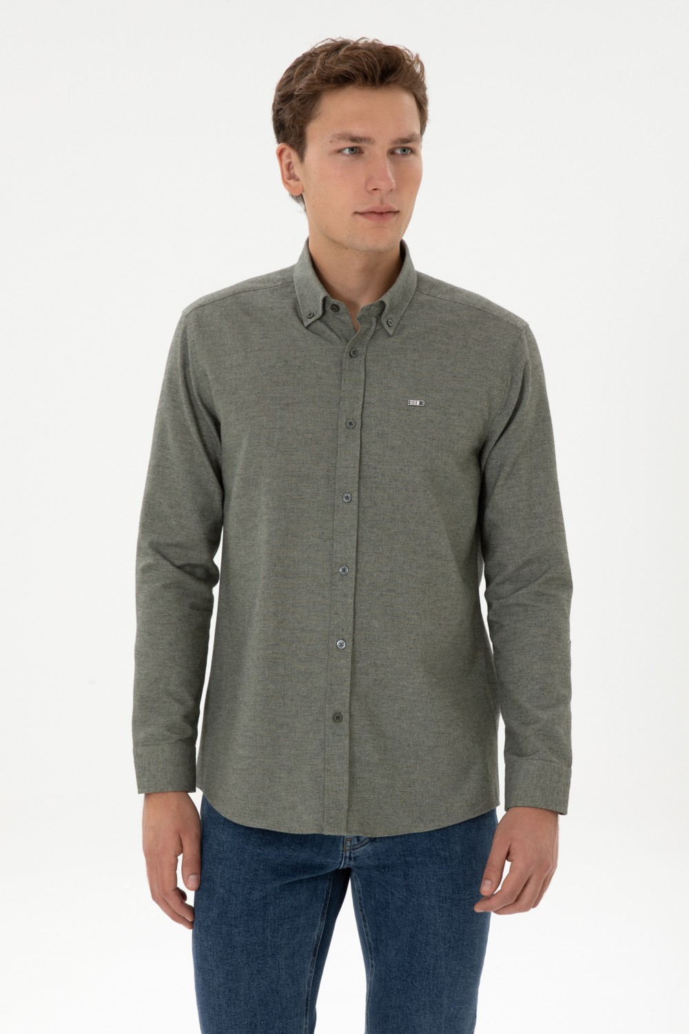 U.S. Polo Assn. Erkek Haki Gömlek Desenli 50315613-VR027 görsel 8