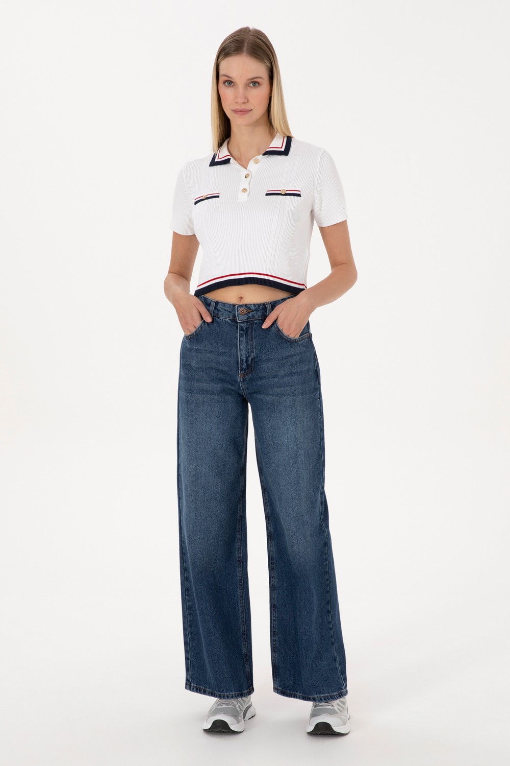 U.S. Polo Assn. Kadın Mavi Loose Fit Jean Pantolon 50316578-DN0022
