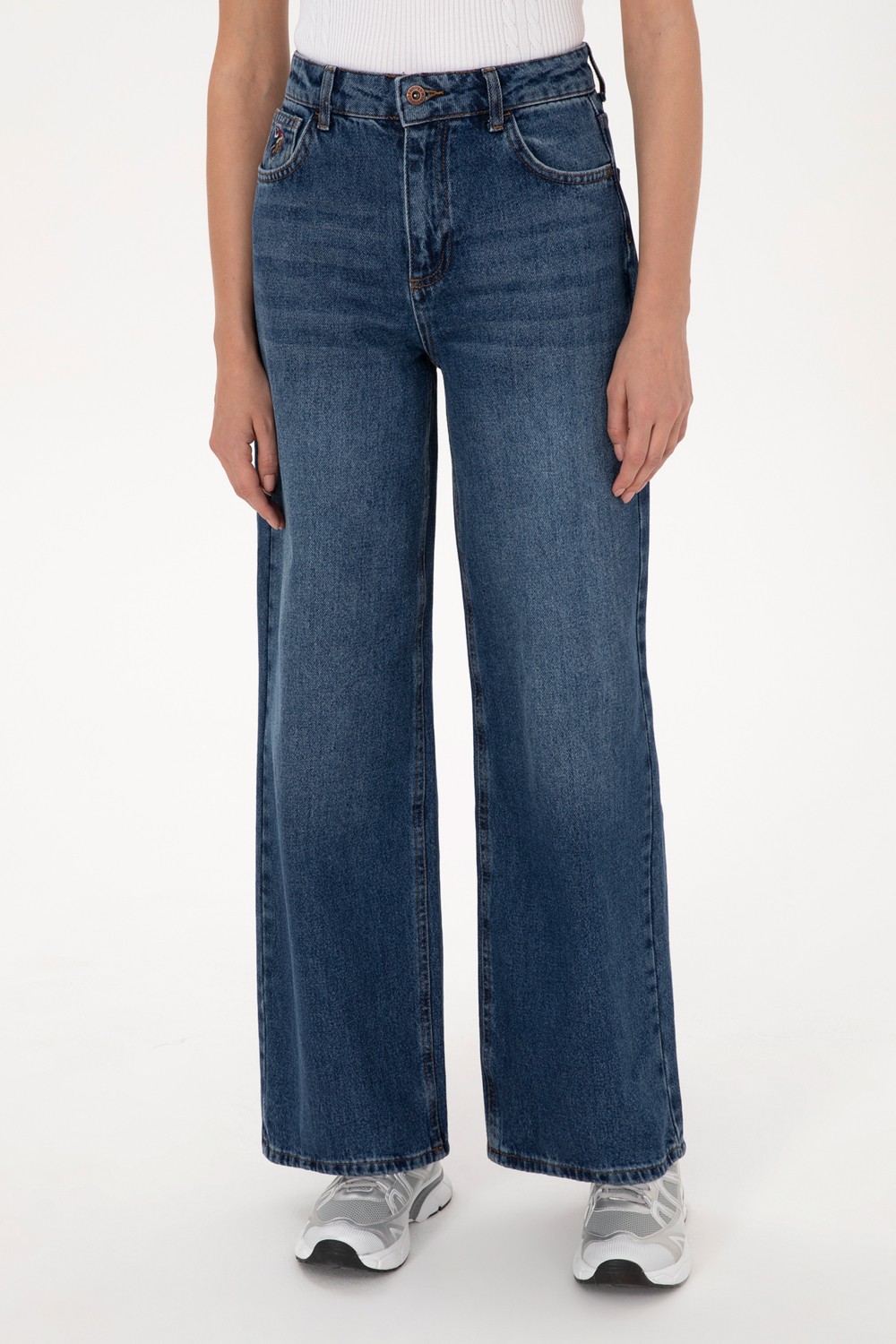 U.S. Polo Assn. Kadın Mavi Loose Fit Jean Pantolon 50316578-DN0022 görsel 2
