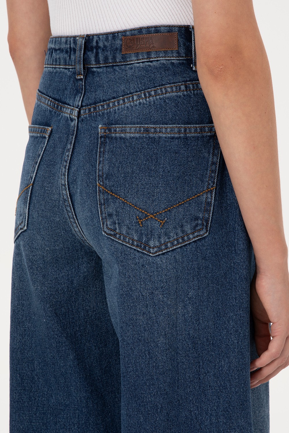 U.S. Polo Assn. Kadın Mavi Loose Fit Jean Pantolon 50316578-DN0022 görsel 6