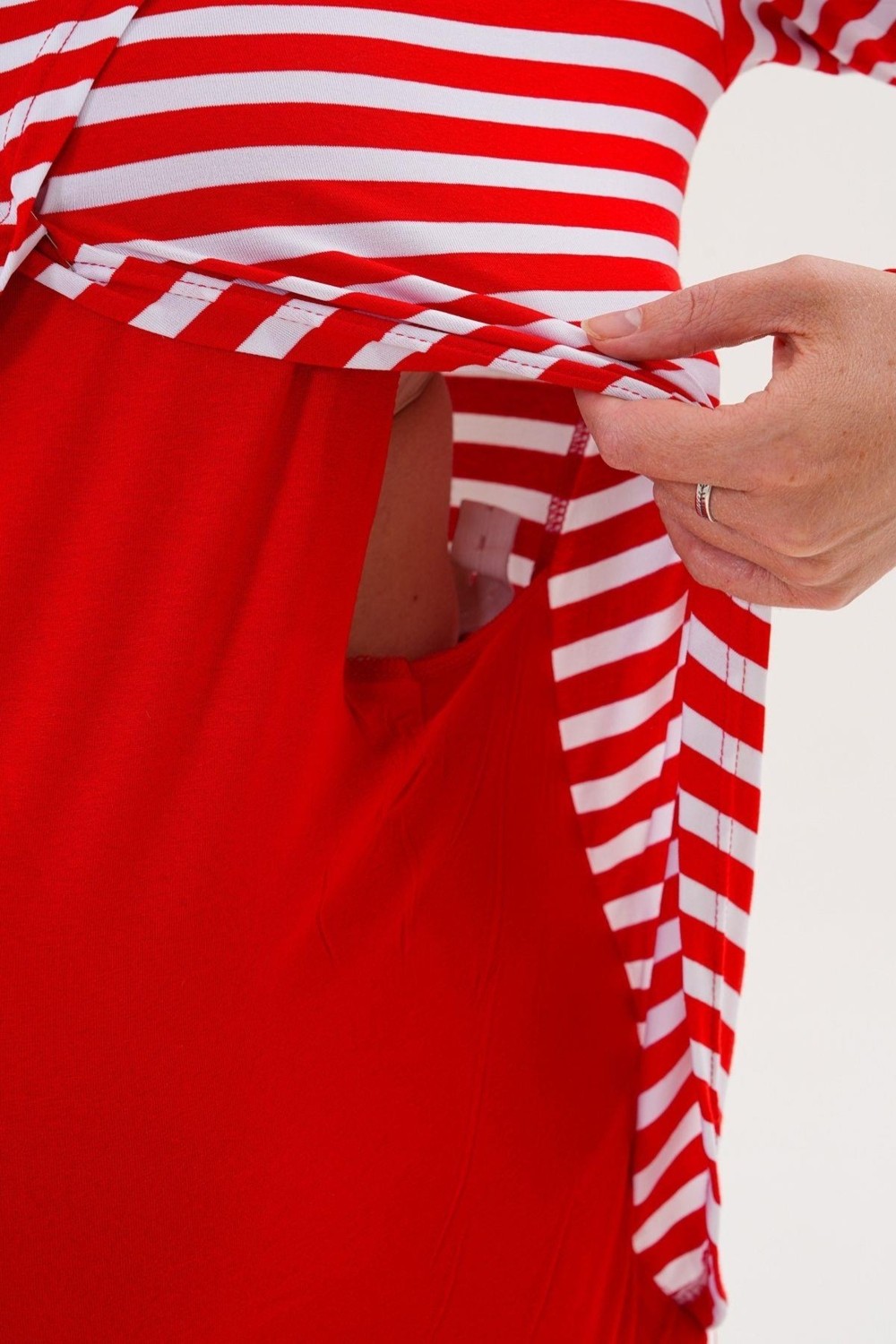 Mecit Pijama Mecit 6303 Kırmızı Likralı Spor Hamile Lohusa Pijama Takımı görsel 4