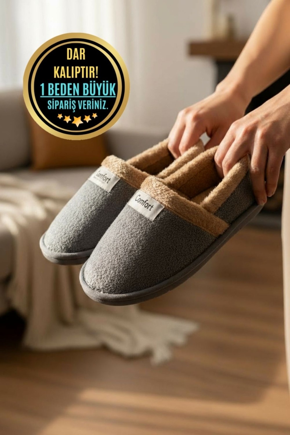 Moda Fırsat Peluş Kadın Ev Babeti Tüylü Yumuşak Taban Ev Botu Panduf görsel 2