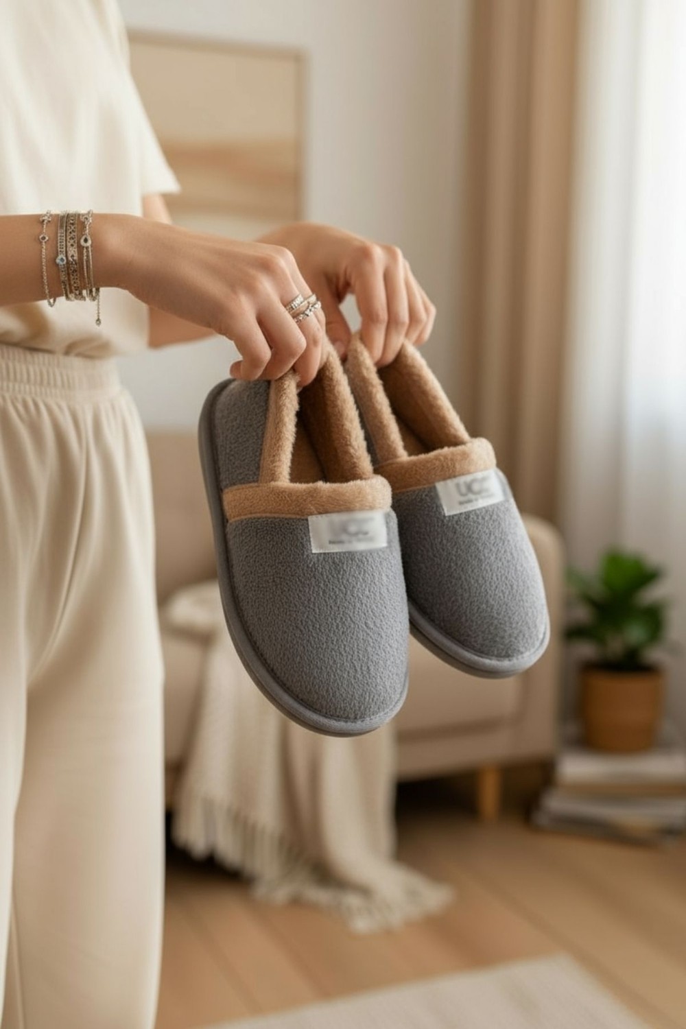Moda Fırsat Peluş Kadın Ev Babeti Tüylü Yumuşak Taban Ev Botu Panduf görsel 4