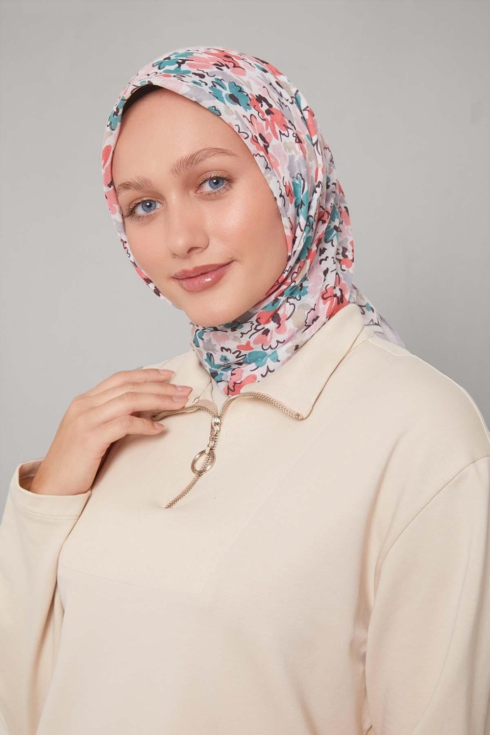 Lêvi D'or Kahve Karışık Çiçek Desen Soft Eşarp