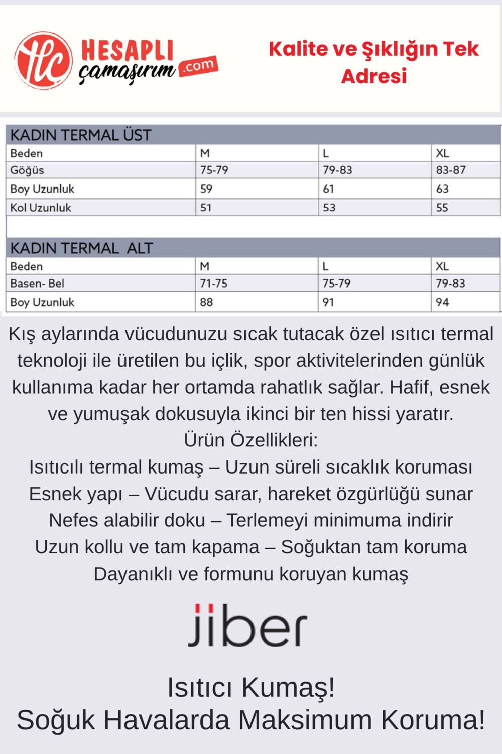 Jiber Kadın Yuvarlak Yaka Nem ve Koku Yapmaz Isıtıcılı Termal Alt Üst Set Içlik Takım (Çorap Hediyeli) görsel 4