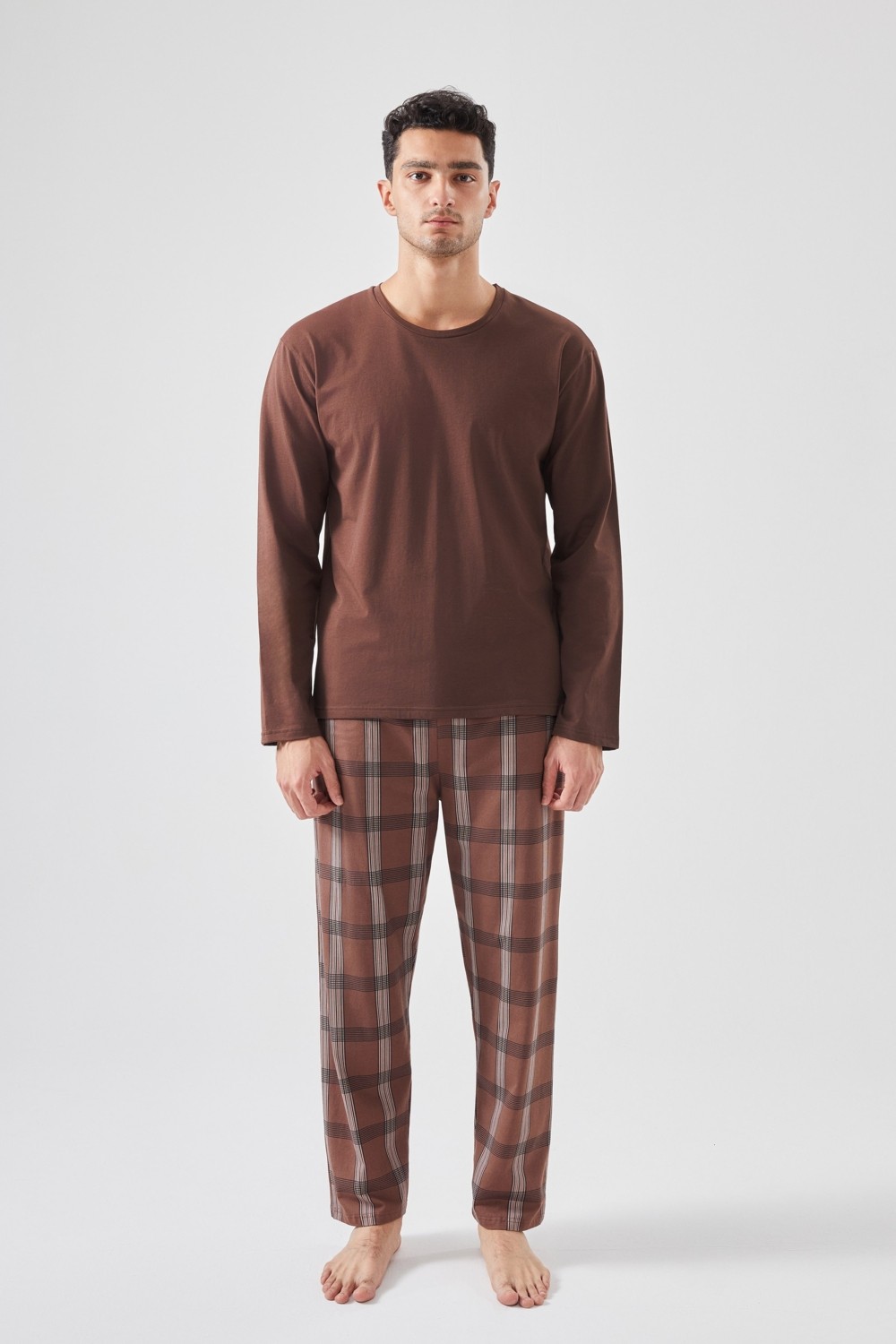 Koza İç Giyim Erkek Pamuklu Uzun Kollu Ekose Desenli Pijama Takımı görsel 2