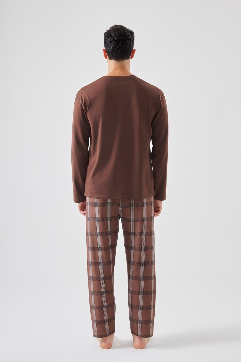 Koza İç Giyim Erkek Pamuklu Uzun Kollu Ekose Desenli Pijama Takımı görsel 3