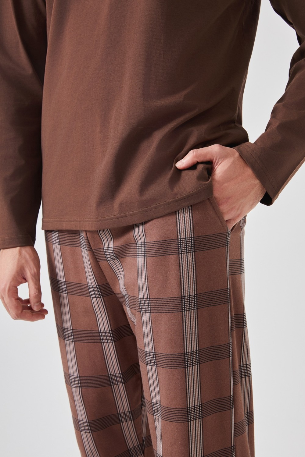Koza İç Giyim Erkek Pamuklu Uzun Kollu Ekose Desenli Pijama Takımı görsel 5