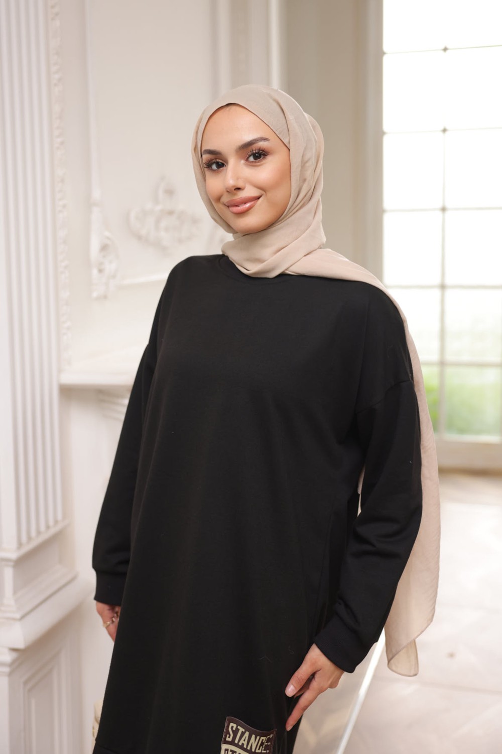 İmaj Butik Bordo Bisiklet Yaka Armalı Tunik görsel 2