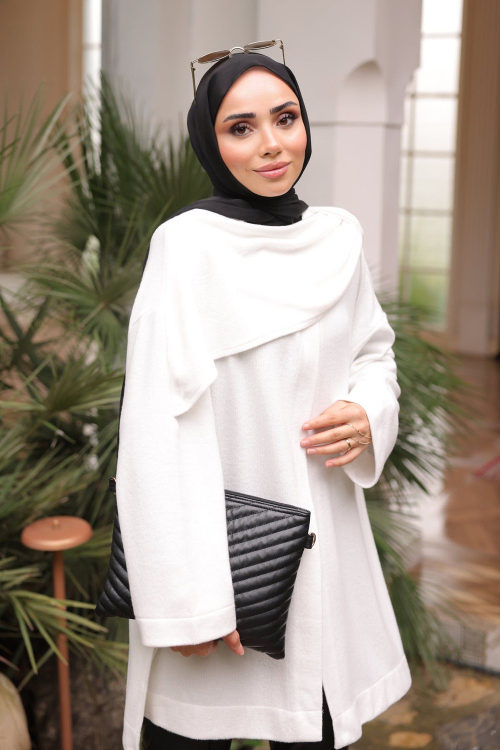İmaj Butik Haki Şal Detaylı Dokulu Hırka görsel 3