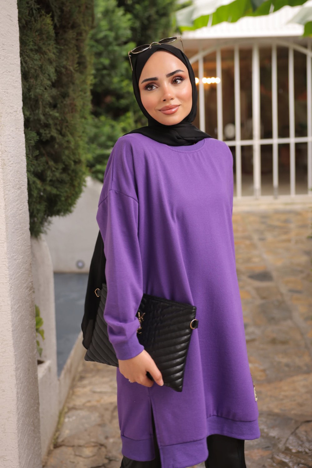 İmaj Butik Bordo Bisiklet Yaka Armalı Tunik görsel 8