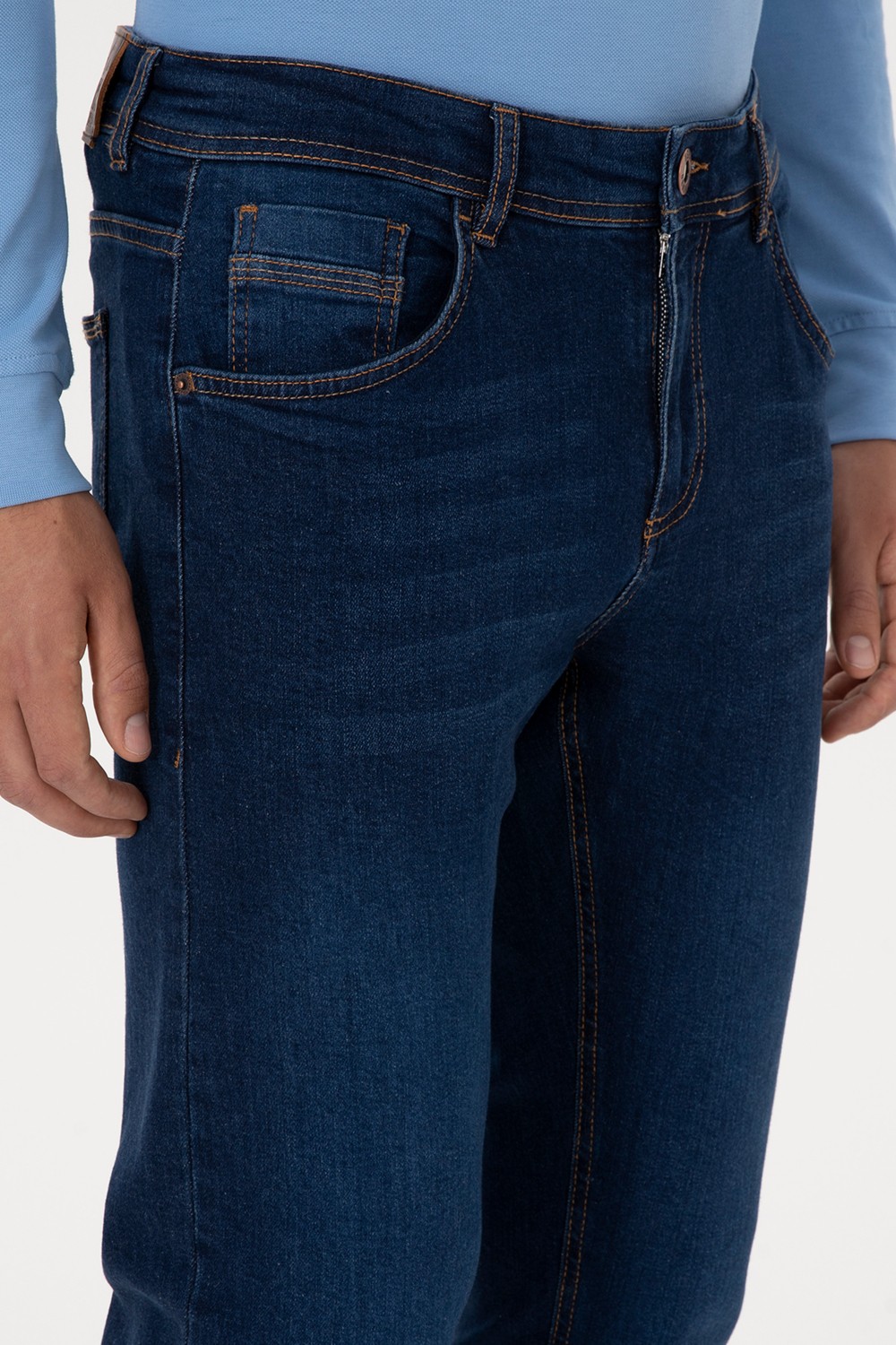 U.S. Polo Assn. Erkek Koyu Mavi Slim Fit Jean Pantolon 50316554-DN0023 görsel 5