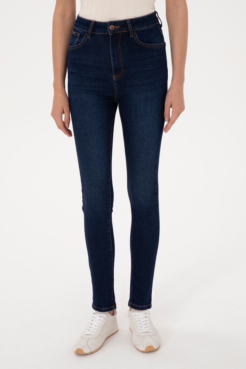 U.S. Polo Assn. Kadın Koyu Mavi Skinny High Waist Fit Jean Pantolon 50316591-DN0023 görsel 2