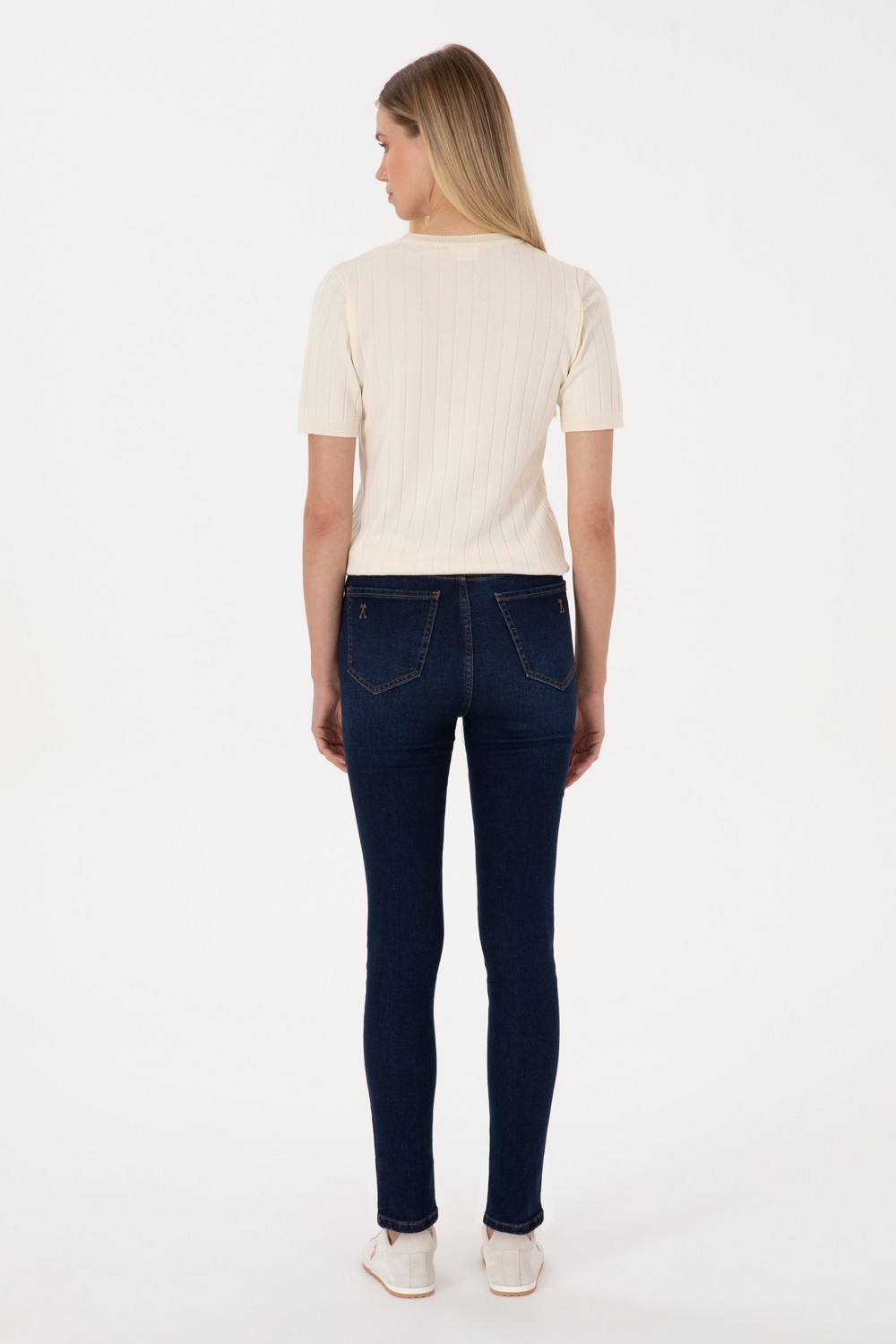 U.S. Polo Assn. Kadın Koyu Mavi Skinny High Waist Fit Jean Pantolon 50316591-DN0023 görsel 4