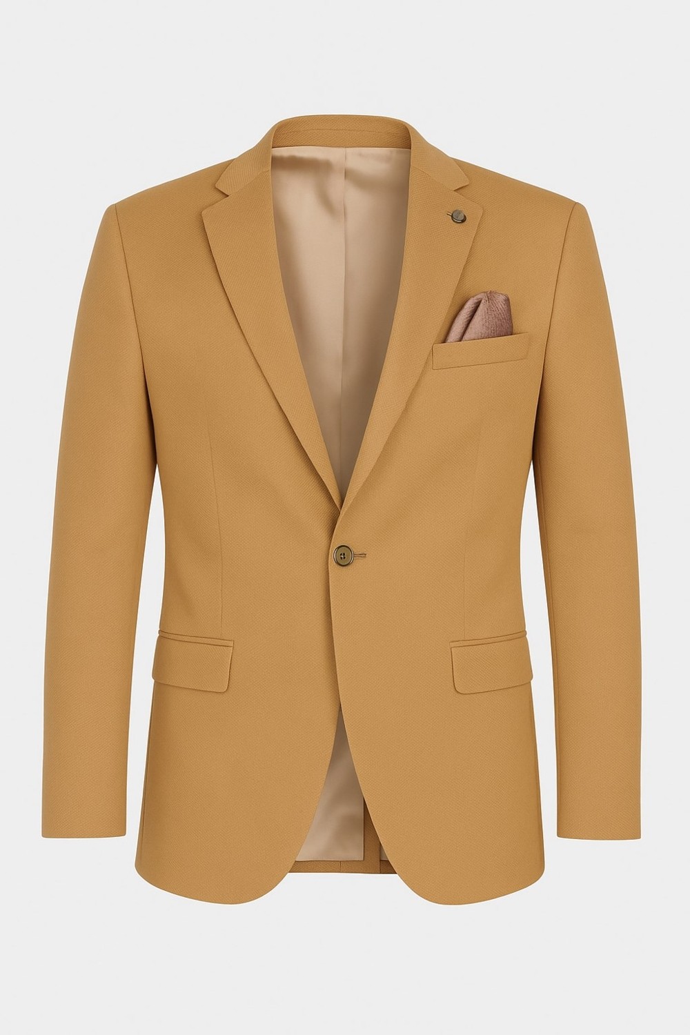 Plus Scorpion Camel Erkek Blazer Ceket, Esnek Comfort Kumaş, Italyan Kesim, Tek Düğmeli Slim Fit Şık Model