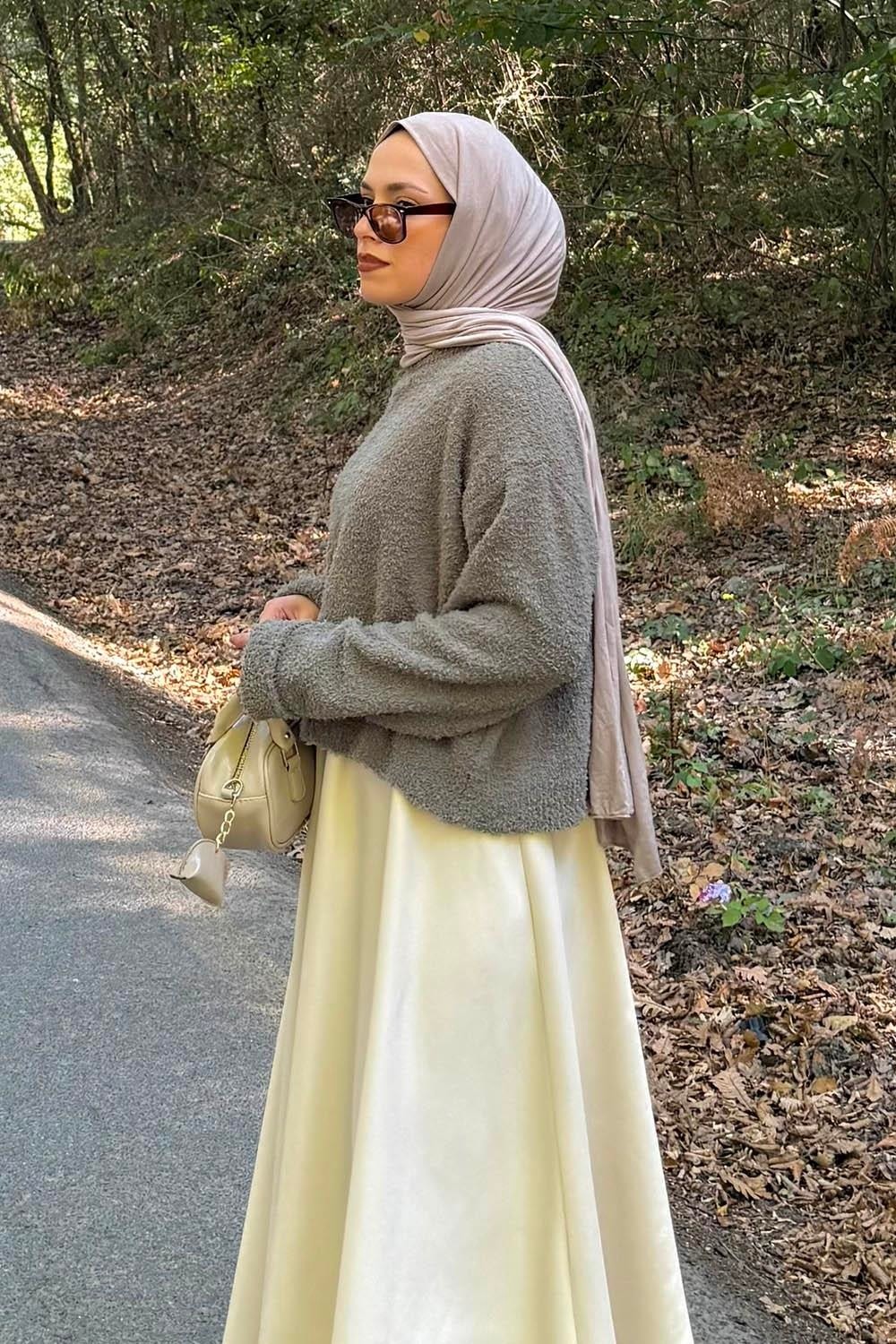 Lamelif Çizgili Balıkçı Kazak Haki görsel 2